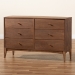 Baxton Studio Landis Mid-Century Modern Ash Walnut Finished Wood 6-Drawer Dresser - BSOMG9002-Ash Walnut-6DW-Dresser
