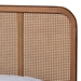 Baxton Studio Elston Mid-Century Modern Walnut Brown Finished Wood and Synthetic Rattan Full Size Platform Bed - BSOMG0056-Rattan/Walnut-Full