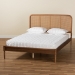 Baxton Studio Elston Mid-Century Modern Walnut Brown Finished Wood and Synthetic Rattan Full Size Platform Bed - BSOMG0056-Rattan/Walnut-Full