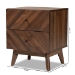 Baxton Studio Hartman Mid-Century Modern Walnut Brown Finished Wood 2-Drawer Nightstand - BSOLV23ST2324WI-Columbia-NS