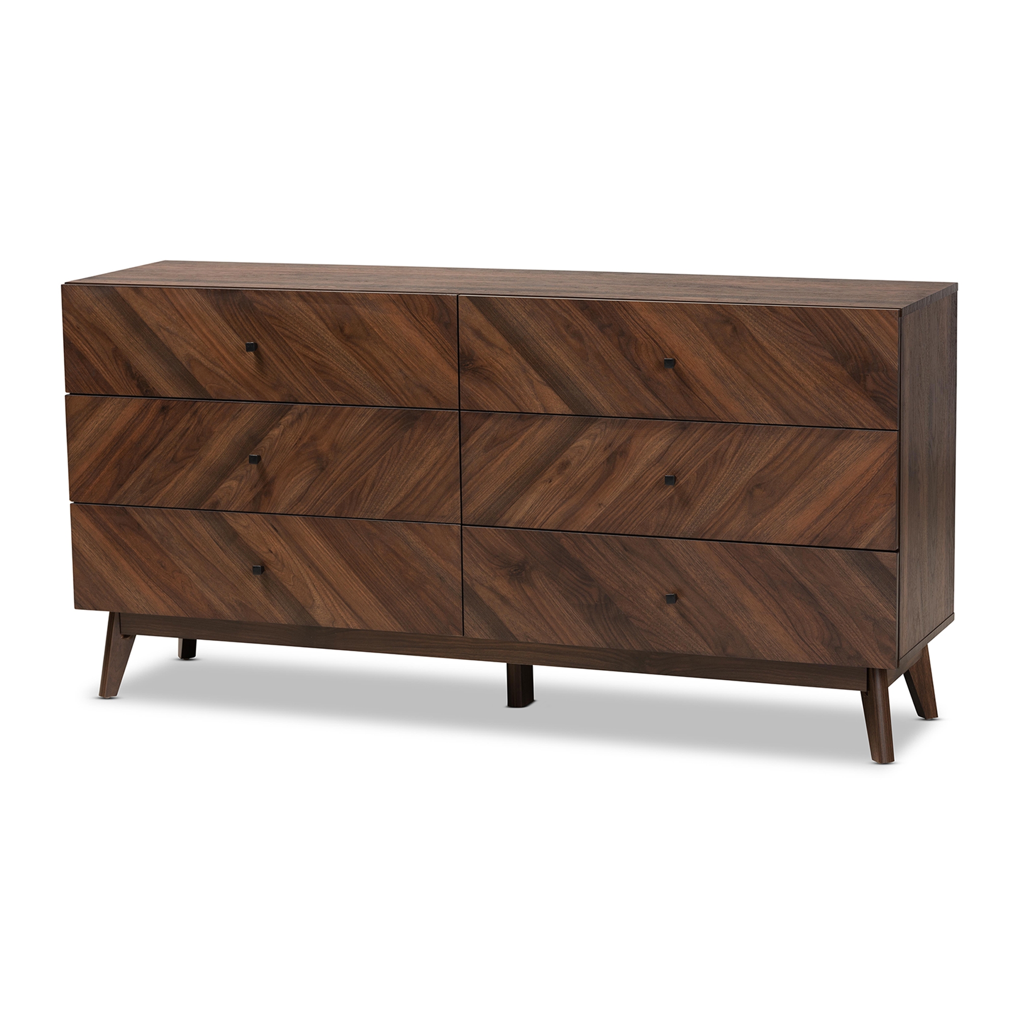 Baxton Studio Hartman Mid-Century Modern Walnut Brown Finished Wood 6-Drawer Dresser Baxton Studio Hartman Mid-Century Modern Walnut Brown Finished Wood 6-Drawer Dresser