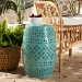 Baxton Studio Lavinia Modern and Contemporary Teal Finished Metal Outdoor Side Table - BSOH01-97939E Teal Metal Side Table