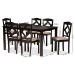 Baxton Studio Ruth Sand Fabric Upholstered and Dark Brown Finished Wood 7-Piece Dining Set - BSORuth-Sand/Dark Brown-7PC Dining Set