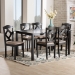 Baxton Studio Ruth Sand Fabric Upholstered and Dark Brown Finished Wood 7-Piece Dining Set - BSORuth-Sand/Dark Brown-7PC Dining Set
