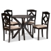 Baxton Studio Carlin Sand Fabric Upholstered and Dark Brown Finished Wood 5-Piece Dining Set