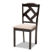 Baxton Studio Carlin Sand Fabric Upholstered and Dark Brown Finished Wood 5-Piece Dining Set - BSOCarlin-Sand/Dark Brown-5PC Dining Set