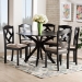 Baxton Studio Carlin Sand Fabric Upholstered and Dark Brown Finished Wood 7-Piece Dining Set - BSOCarlin-Sand/Dark Brown-7PC Dining Set