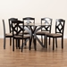 Baxton Studio Carlin Sand Fabric Upholstered and Dark Brown Finished Wood 7-Piece Dining Set - BSOCarlin-Sand/Dark Brown-7PC Dining Set