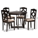 Baxton Studio Morigan Sand Fabric Upholstered and Dark Brown Finished Wood 5-Piece Dining Set - BSOMorigan-Sand/Dark Brown-5PC Dining Set