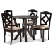 Baxton Studio Riona Sand Fabric Upholstered and Dark Brown Finished Wood 5-Piece Dining Set
