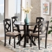 Baxton Studio Riona Sand Fabric Upholstered and Dark Brown Finished Wood 5-Piece Dining Set - BSORiona-Sand/Dark Brown-5PC Dining Set