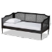 Baxton Studio Hancock Mid-Century Modern Charcoal Finished Wood and Synthetic Rattan Twin Size Daybed - BSOMG0075-Black Rattan/Black-Daybed