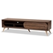 Baxton Studio Dena Mid-Century Modern Walnut Brown Wood and Gold Finished TV Stand - BSOLV12TV12120WI-Columbia-TV