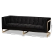 Baxton Studio Ambra Glam and Luxe Black Velvet Upholstered and Button Tufted Sofa with Gold-Tone Frame - BSOTSF-5507-Black/Gold-SF
