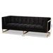 Baxton Studio Ambra Glam and Luxe Black Velvet Upholstered and Button Tufted Sofa with Gold-Tone Frame - BSOTSF-5507-Black/Gold-SF