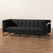 Baxton Studio Ambra Glam and Luxe Black Velvet Upholstered and Button Tufted Sofa with Gold-Tone Frame - BSOTSF-5507-Black/Gold-SF