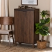 Baxton Studio Talon Modern and Contemporary Two-Tone Walnut Brown and Dark Grey Finished Wood 2-Door Shoe Storage Cabinet - BSOSESC70210WI-Columbia/Dark Grey-Shoe Cabinet
