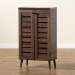 Baxton Studio Salma Modern and Contemporary Walnut Brown Finished Wood 2-Door Shoe Storage Cabinet - BSOSESC70180WI-Columbia-Shoe Cabinet