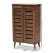 Baxton Studio Salma Modern and Contemporary Walnut Brown Finished Wood 2-Door Shoe Storage Cabinet - BSOSESC70180WI-Columbia-Shoe Cabinet