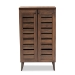 Baxton Studio Salma Modern and Contemporary Walnut Brown Finished Wood 2-Door Shoe Storage Cabinet - BSOSESC70180WI-Columbia-Shoe Cabinet