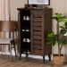 Baxton Studio Salma Modern and Contemporary Walnut Brown Finished Wood 2-Door Shoe Storage Cabinet - BSOSESC70180WI-Columbia-Shoe Cabinet
