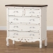Baxton Studio Levron Classic and Traditional Two-Tone Walnut Brown and Antique White Finished Wood 5-Drawer Storage Cabinet - BSOJY20B089-Antique White-5DW-Cabinet