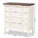 Baxton Studio Levron Classic and Traditional Two-Tone Walnut Brown and Antique White Finished Wood 5-Drawer Storage Cabinet - BSOJY20B089-Antique White-5DW-Cabinet