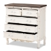 Baxton Studio Levron Classic and Traditional Two-Tone Walnut Brown and Antique White Finished Wood 5-Drawer Storage Cabinet - BSOJY20B089-Antique White-5DW-Cabinet