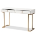 Baxton Studio Beagan Modern and Contemporary White Finished Wood and Gold Metal 2-Drawer Console Table - BSOJY20B168-White/Gold