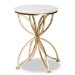 Baxton Studio Jaclyn Modern and Contemporary Gold Finished Metal End Table with Marble Tabletop