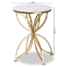 Baxton Studio Jaclyn Modern and Contemporary Gold Finished Metal End Table with Marble Tabletop - BSOH01-97048-Metal/Marble Side Table