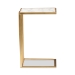 Baxton Studio Parkin Modern and Contemporary Gold Finished Metal C Shaped End Table with Marble Tabletop - BSOH01-100346-Metal/Marble Side Table