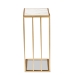Baxton Studio Parkin Modern and Contemporary Gold Finished Metal C Shaped End Table with Marble Tabletop - BSOH01-100346-Metal/Marble Side Table