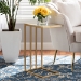 Baxton Studio Parkin Modern and Contemporary Gold Finished Metal C Shaped End Table with Marble Tabletop - BSOH01-100346-Metal/Marble Side Table