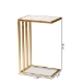 Baxton Studio Parkin Modern and Contemporary Gold Finished Metal C Shaped End Table with Marble Tabletop - BSOH01-100346-Metal/Marble Side Table