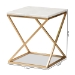 Baxton Studio Hadley Modern and Contemporary Gold Finished Metal End Table with Marble Tabletop - BSOH01-94137-Metal/Marble Side Table