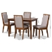 Baxton Studio Rosa Modern and Contemporary Grey Fabric Upholstered and Walnut Brown Finished Wood 5-Piece Dining Set - BSORosa-Grey/Walnut-5PC Dining Set