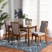 Baxton Studio Rosa Modern and Contemporary Grey Fabric Upholstered and Walnut Brown Finished Wood 5-Piece Dining Set - BSORosa-Grey/Walnut-5PC Dining Set