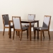 Baxton Studio Rosa Modern and Contemporary Grey Fabric Upholstered and Walnut Brown Finished Wood 5-Piece Dining Set - BSORosa-Grey/Walnut-5PC Dining Set