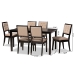 Baxton Studio Suvi Modern and Contemporary Sand Fabric Upholstered and Dark Brown Finished Wood 7-Piece Dining Set - BSOSuvi-Sand/Dark Brown-7PC Dining Set