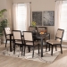 Baxton Studio Suvi Modern and Contemporary Sand Fabric Upholstered and Dark Brown Finished Wood 7-Piece Dining Set - BSOSuvi-Sand/Dark Brown-7PC Dining Set