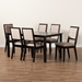 Baxton Studio Suvi Modern and Contemporary Sand Fabric Upholstered and Dark Brown Finished Wood 7-Piece Dining Set - BSOSuvi-Sand/Dark Brown-7PC Dining Set