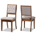 Baxton Studio Gideon Modern and Contemporary Grey Fabric Upholstered and Walnut Brown Finished Wood 2-Piece Dining Chair Set