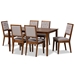 Baxton Studio Suvi Modern and Contemporary Grey Fabric Upholstered and Walnut Brown Finished Wood 7-Piece Dining Set