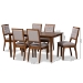 Baxton Studio Suvi Modern and Contemporary Grey Fabric Upholstered and Walnut Brown Finished Wood 7-Piece Dining Set - BSOSuvi-Grey/Walnut-7PC Dining Set
