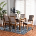 Baxton Studio Suvi Modern and Contemporary Grey Fabric Upholstered and Walnut Brown Finished Wood 7-Piece Dining Set - BSOSuvi-Grey/Walnut-7PC Dining Set