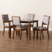 Baxton Studio Suvi Modern and Contemporary Grey Fabric Upholstered and Walnut Brown Finished Wood 5-Piece Dining Set - BSOSuvi-Grey/Walnut-5PC Dining Set