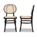 Baxton Studio Garold Mid-Century Modern Brown Woven Rattan and Black Wood 2-Piece Cane Dining Chair Set - BSOC19-Black-Beechwood/Rattan-DC