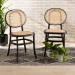 Baxton Studio Garold Mid-Century Modern Brown Woven Rattan and Black Wood 2-Piece Cane Dining Chair Set - BSOC19-Black-Beechwood/Rattan-DC