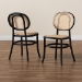 Baxton Studio Garold Mid-Century Modern Brown Woven Rattan and Black Wood 2-Piece Cane Dining Chair Set - BSOC19-Black-Beechwood/Rattan-DC